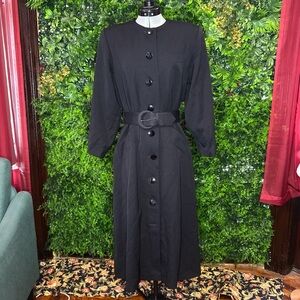 True vintage wool Black Belted Dress